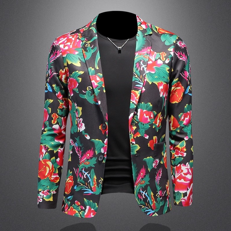 Large Men Formal Wear - Chinese Style Northeast Large Flower Print