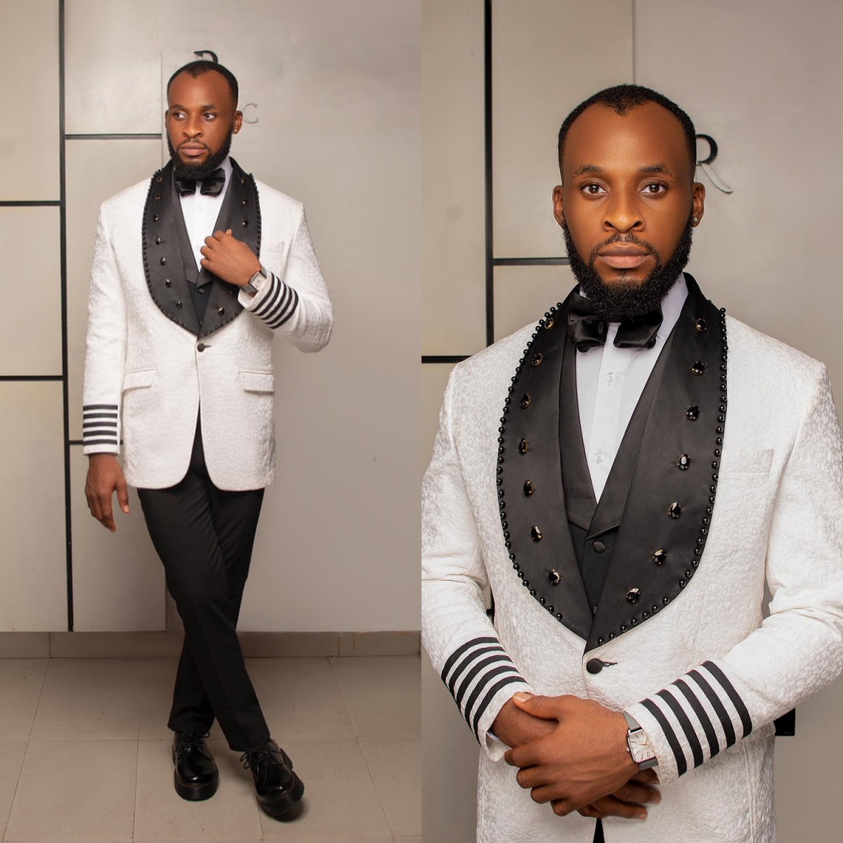 Men'S Formal Dinner Wear - Customized Men Wedding Tuxedos Floral Pattern
