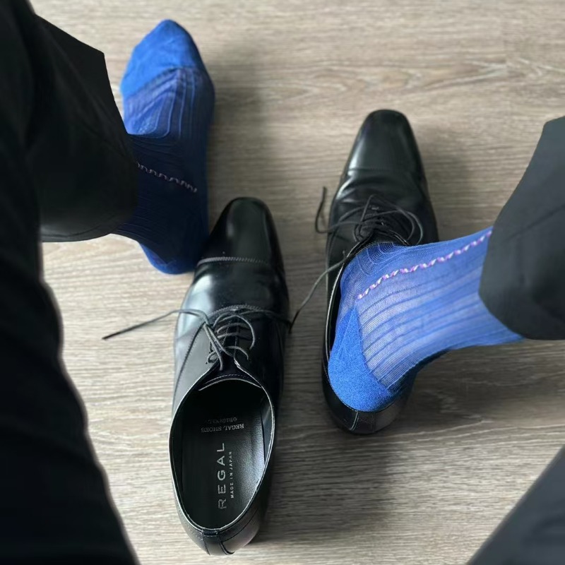 Men'S Vintage Formal Wear - Male Dress Socks Blue Black Formal