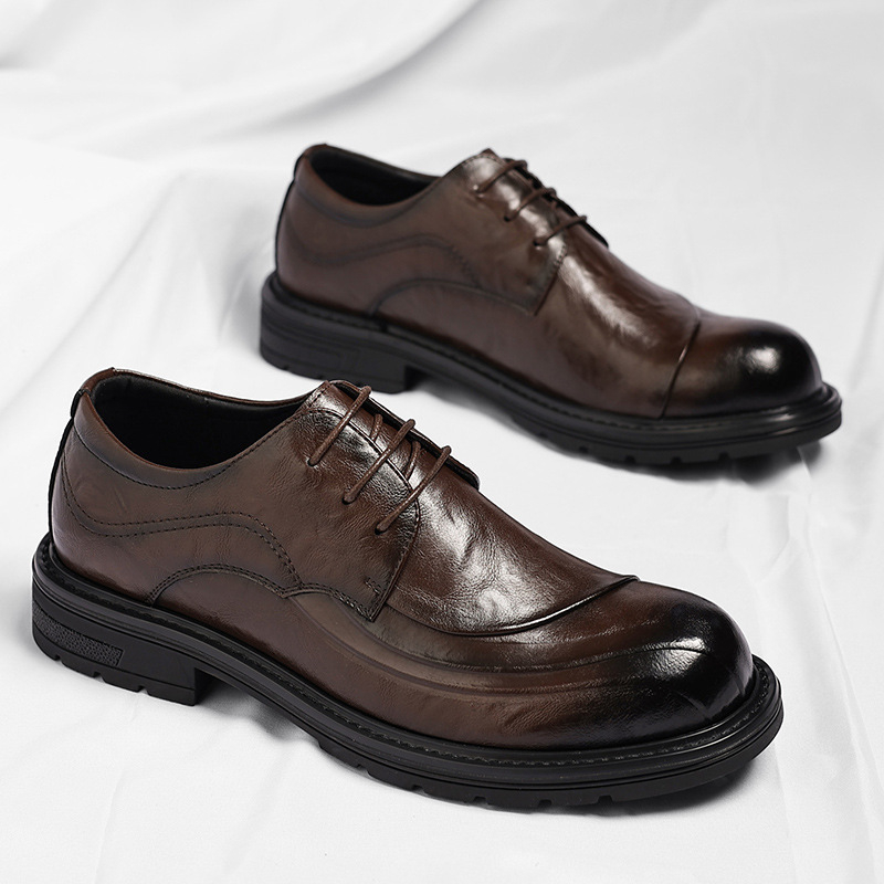 Brown Burnished Genuine Leathe - đánh giá và giá Men Formal Wear Wedding