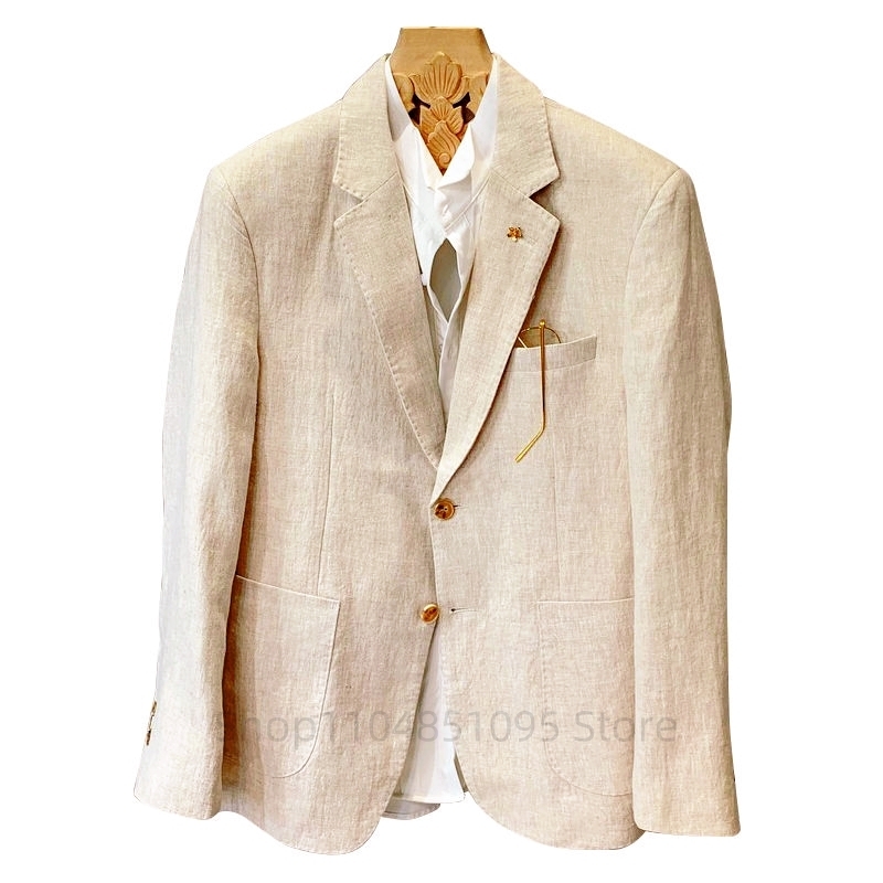 Beige Men Suit Linen Blazers J - đánh giá và giá Men Formal Wear For Summer