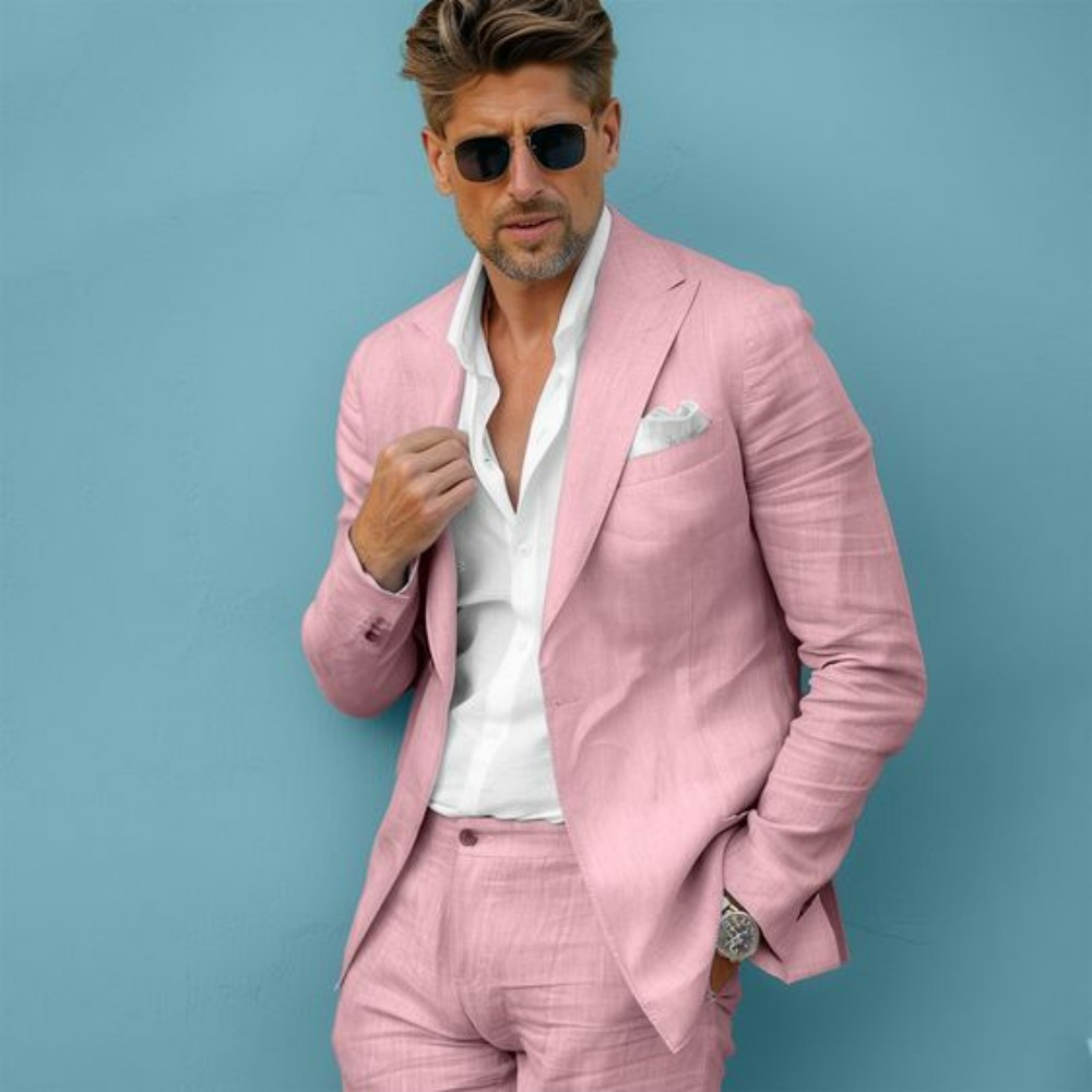 Linen Wedding Men Suits Slim F - đánh giá và giá Men Formal Wear For Summer