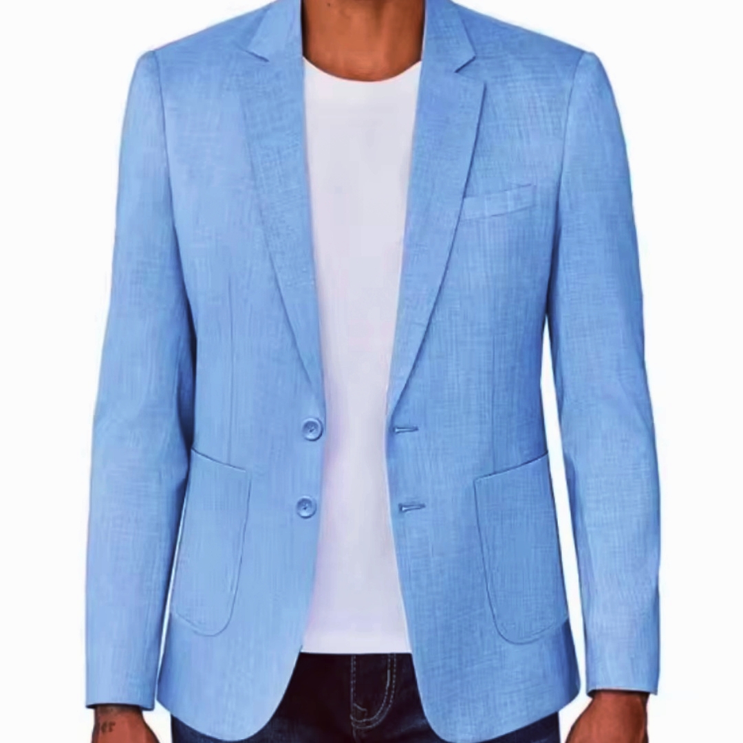 Slim Fit Men's Beige/Blue Line - đánh giá và giá Men Formal Wear For Summer