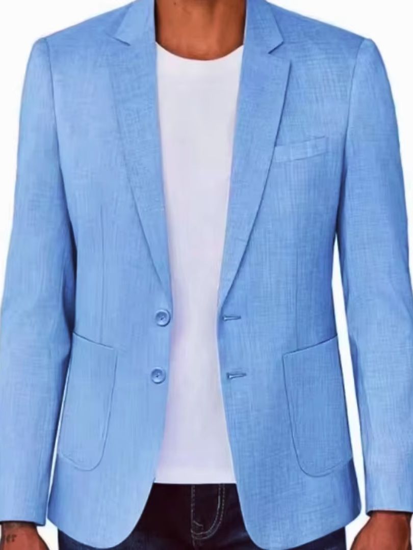 Slim Fit Men's Beige/Blue Line - đánh giá và giá Men Formal Wear For Summer