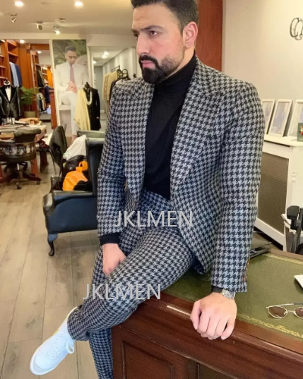 Houndstooth Mens Suits 2PCS We - đánh giá và giá Men'S Vintage Formal Wear
