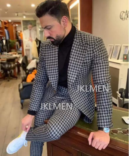 Houndstooth Mens Suits 2PCS We - đánh giá và giá Men'S Vintage Formal Wear