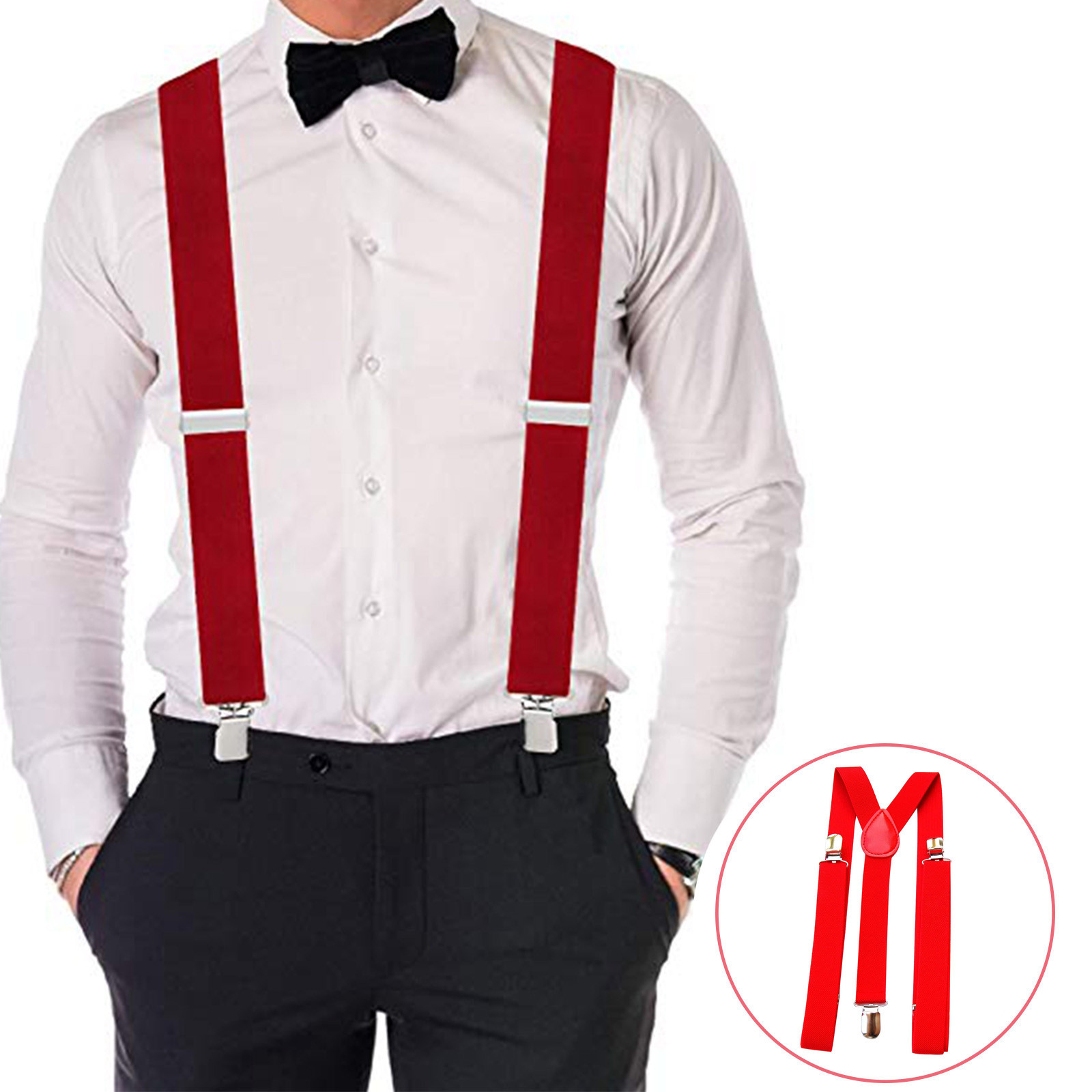 Red Adjustable Suspenders Men  - đánh giá và giá Men'S Formal Wear With Suspenders